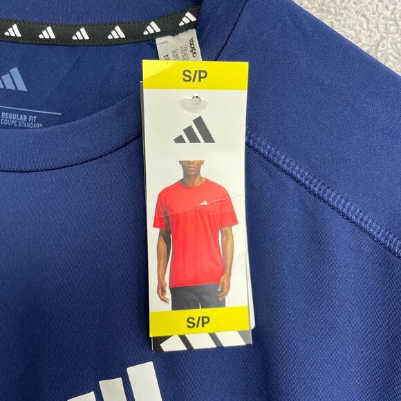 NEW Adidas Men's S Navy Performance T-Shirt Regular Fit 88% Polyester - Picture 6 of 7